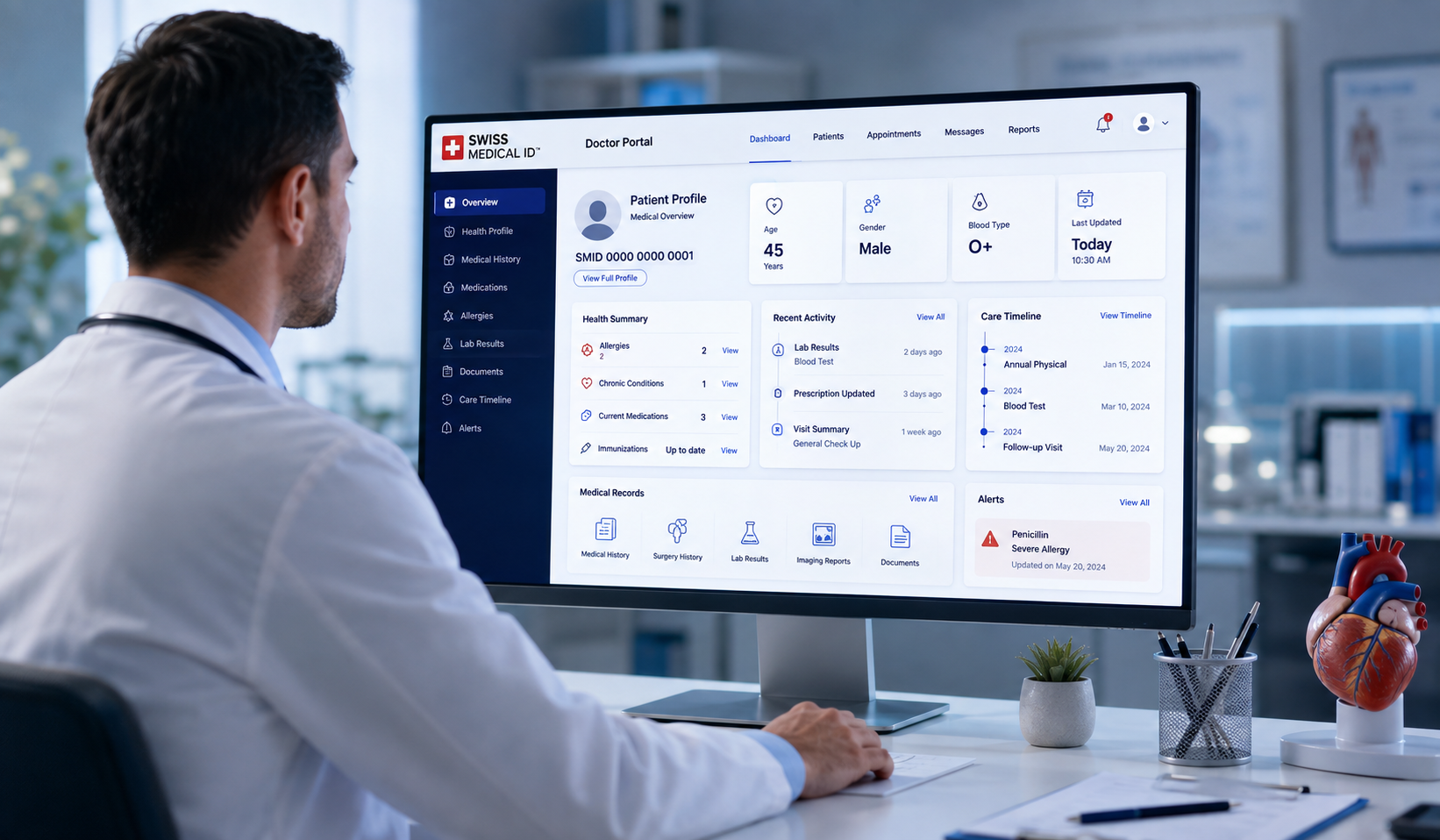 Healthcare professional viewing Swiss Medical ID profile