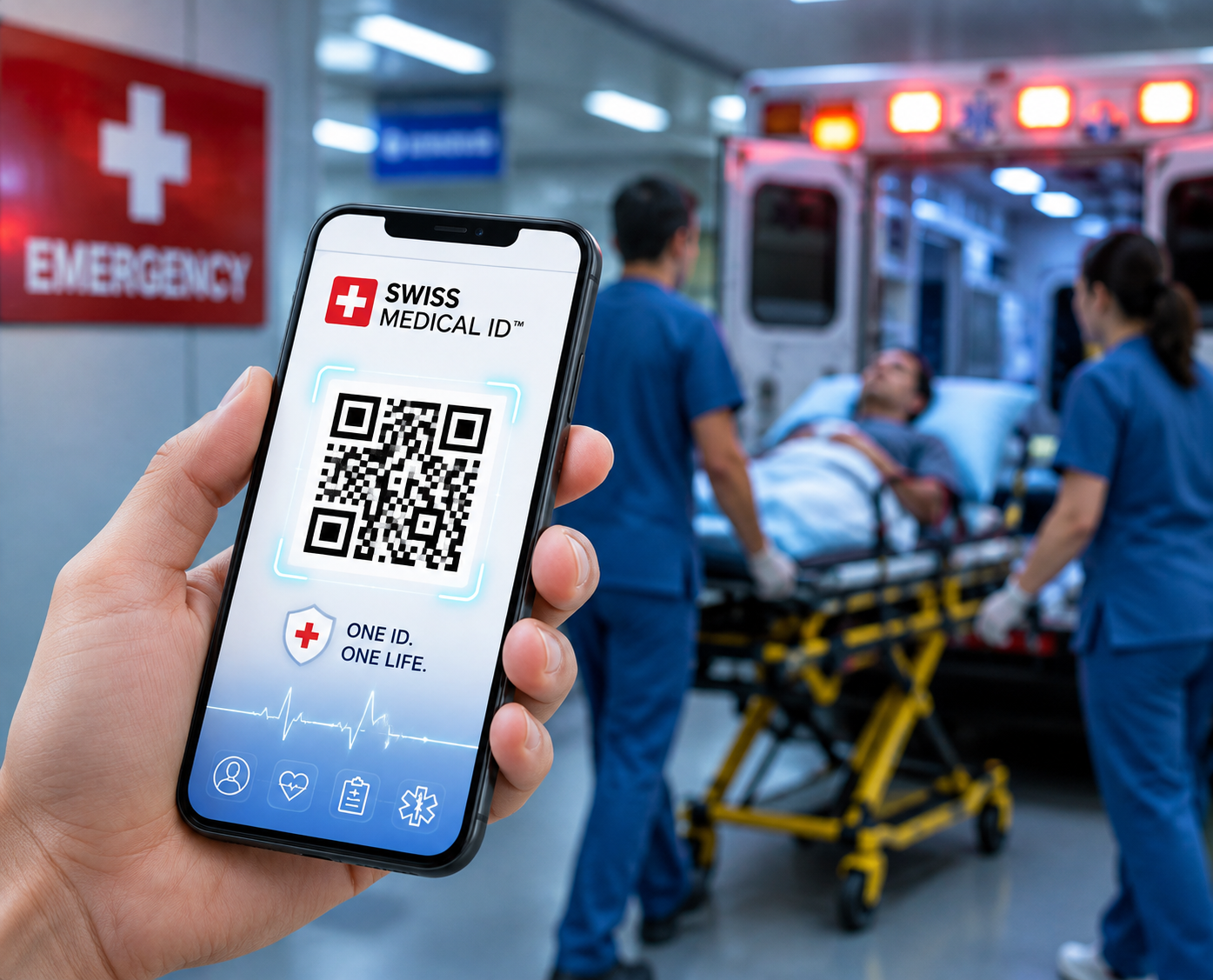 Emergency QR access on a mobile phone